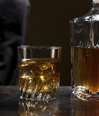 Having a drink at home.