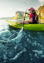 Woman with the kayak