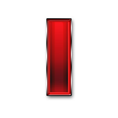 Metal letter I in red