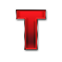 Metal letter T in red