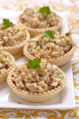 Salad with cod liver, eggs and onion