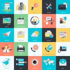 Set of flat design basic icons for website design