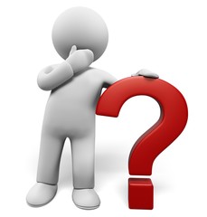 Question Mark. 3D. 3d small people - complicated question