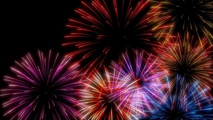 Firework Display. 3D. Independence day