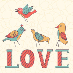 Beautiful love card with birds