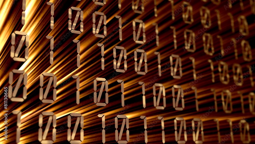 Aufkleber digital display. 3d. binary code