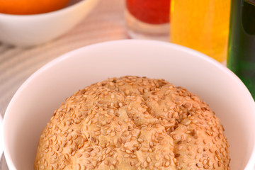 sweet cake on white plate and fruits