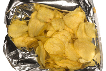 potato chips in an open bag