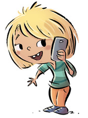 Obraz premium niña hablando con movil