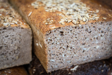 traditional polish bread with sunflower seeds