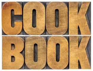 cookbook word abstract in wood type