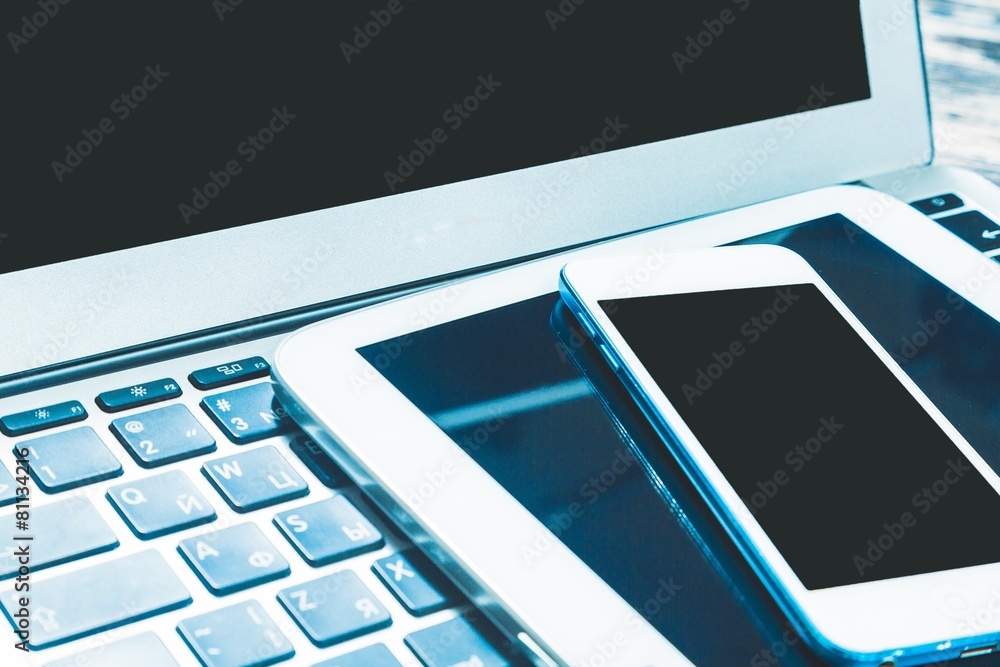 Poster background. technology. closeup picture of a keyboard with a