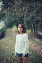 young beautiful woman girl autumn