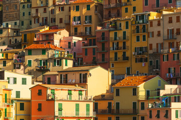 Fototapeta na wymiar Colorful buildings in the picturesque town on the coast of the T