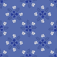 Flowers with sprigs of leaves vector seamless pattern
