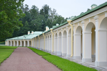 Fototapeta na wymiar Outbuilding of Big Menshikovsky palace in Oranienbaum.