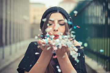 young beautiful brunette woman girl