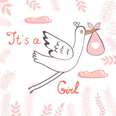 Baby girl announcement card