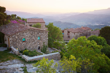 Fototapeta na wymiar Stone buildings in Siurana mountainous village, Spain