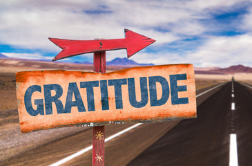 Gratitude sign with road background