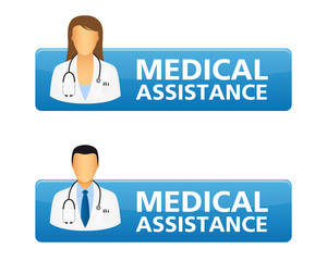 Medical assistance request buttons with doctor icons