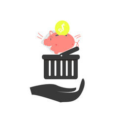 saving money, hand, coin and money box