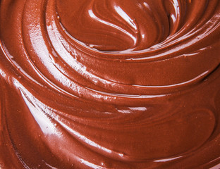 Liquid chocolate texture close up view