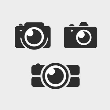 Logo Photos, Camera logo vector set. Trendy flat Hipster camera
