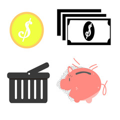 saving money, set icon saving icons