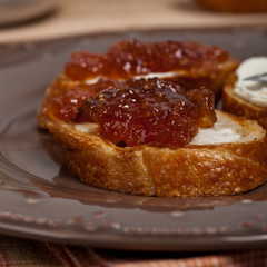 Organic Fig Fruit Spread. Selective focus.