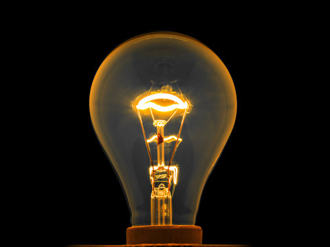 glowing light bulb by electrical current