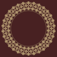 Geometric Abstract Seamless  Pattern with Round Golden Ornament