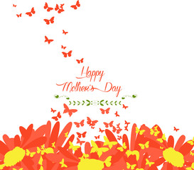 mothers day with sunflowers and butterflies background