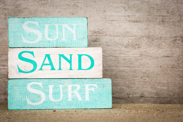 Sun Surf Sand Wood Blocks