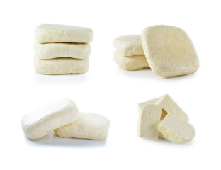 Tofu on white background