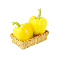paprika in basket on white background