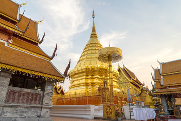 Golden Pagoda in Wat Phra That Doi Suthep is attractive landmark