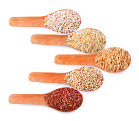 Uncooked Brown rice grains;Sorghum rice ;Boiled brown rice;wheat