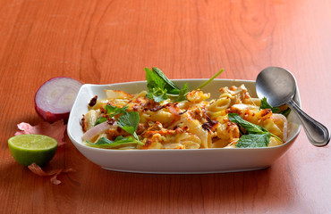 Lemon chicken pasta in a bowl