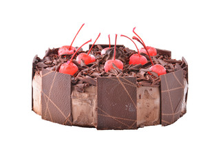 Chocolate cake isolated on white background