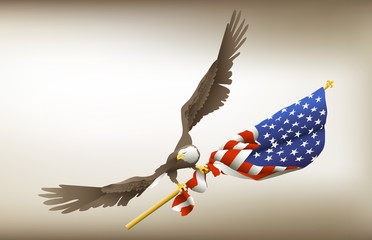 Eagle Flying Holding Flag