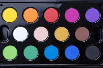 watercolor paints box background.