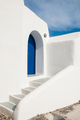 White-blue national architecture on Santorini island, Greece