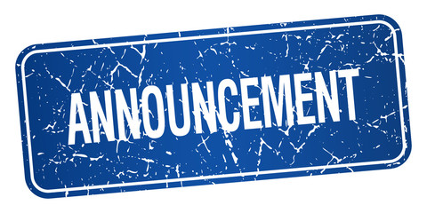 announcement blue square grunge textured isolated stamp