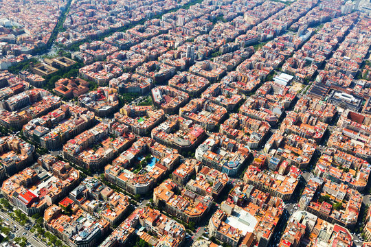 Aerial View Of Typical Buildings At Eixample. Barcelona