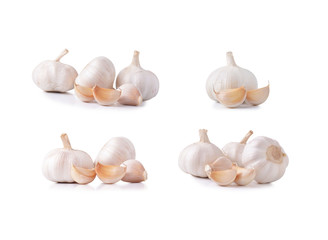 Close up of garlic on a white background.