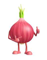 Onion character with thunbs up pose