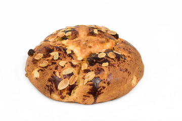 Typical homemade czech Easter Cake With Almonds on white