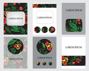 set of brochure design in russian style-stock vector