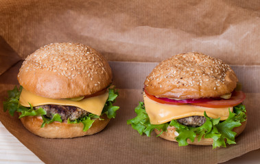Closeup of classic burger